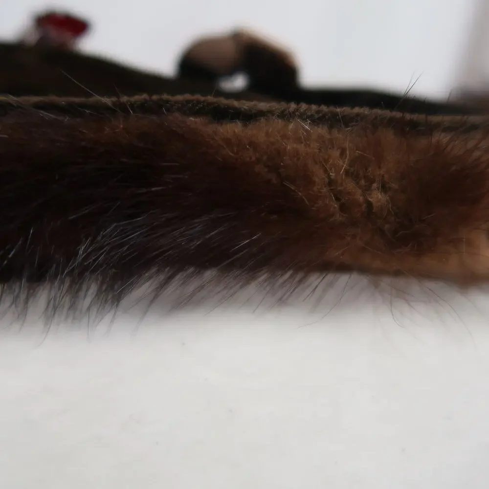 Vintage 50s Brown Mink Fur Headband Hair Facsinator